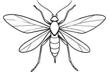 green lacewing silhouette vector illustration