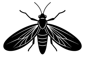 green lacewing silhouette vector illustration