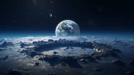 Naklejka na ściany i meble Earth view from moon