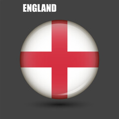 Fototapeta premium National flag of England in the form of a circle.Vector.Round 3d flag icon with high detail.Spherical flag illustration.