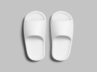 Flat Lay White Blank Slippers 3D Mockup