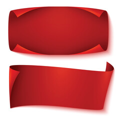 Red curved paper blank banner 5