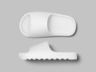 Front View and Side View White Blank Slippers Mockup