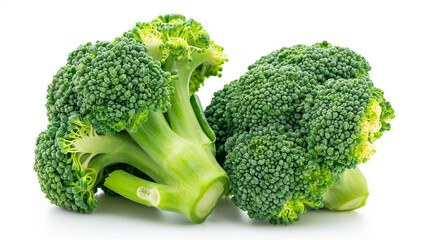 Fresh green broccoli Arcadia sort isolated on white background, organic healthy food vegetable