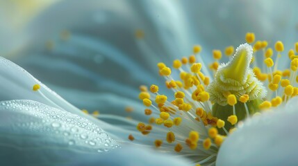 White flower pollen macro shot ,Generative ai, 