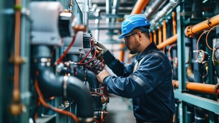 Industrial engineers working on industrial HVAC systems - Powered by Adobe