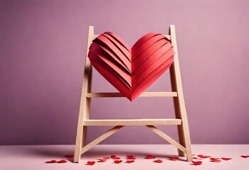 heart on a wooden chair