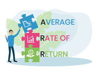 ARR, Average Rate of Return. Concept with keyword and icons. Flat vector illustration. Isolated on white.