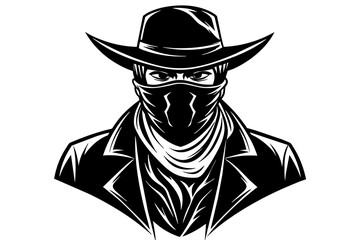 bandit bandana silhouette vector illustration