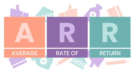 ARR, Average Rate of Return. Concept with keyword and icons. Flat vector illustration. Isolated on white.