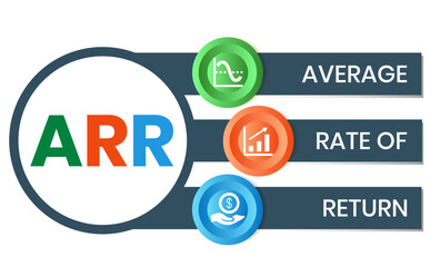 ARR, Average Rate of Return. Concept with keyword and icons. Flat vector illustration. Isolated on white.
