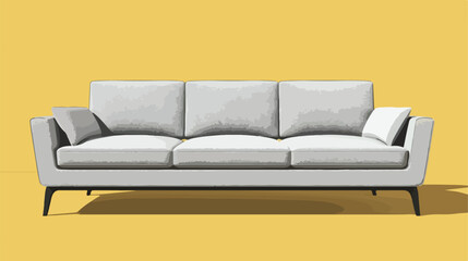 Gray sofa with shadow isolated on yellow