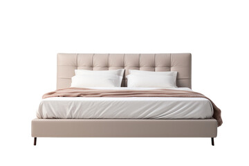 modern stylish bed isolated on transparent background, PNG available