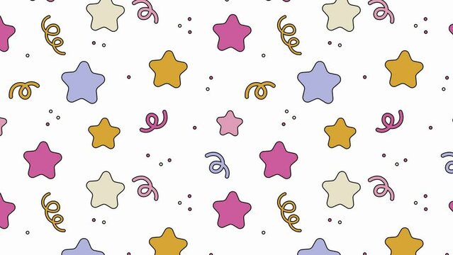 animated festive background,wallpaper,pattern. Movement of confetti, stars. Birthday