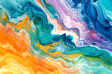 Abstract marble waves acrylic background. Multicolored marbling texture. Ripple Pattern