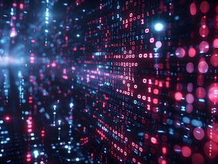 Abstract Digital Background with Binary Code and Elements of Hacking Virtual Reality and Science Fiction