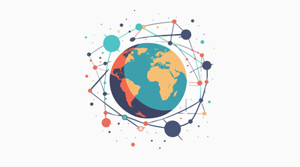 A flat design icon of global network Flat vector isolated