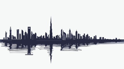 A illustration City silhouette of Alma City Tower Dub - obrazy, fototapety, plakaty