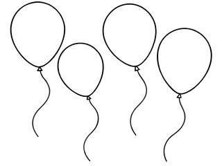 Birthday    balloon one single continuous one line out line vector art  drawing  and tattoo design,vector silhouette illustration