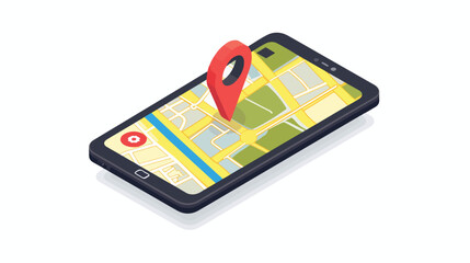 A mobile location app gps Flat vector isolated on white