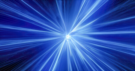 Blue energy magic high-speed high-tech light digital tunnel frame of futuristic light rays energy lines. Abstract background