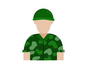 Military soldier staff flat illustration. Soldier staff cartoon character.