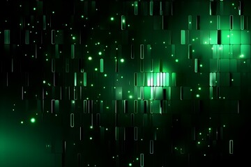 Obraz premium Dynamic Binary Matrix of Luminous Pixels in Futuristic Green Abstraction