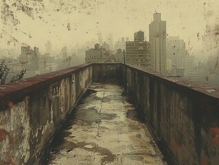 Rooftop memories illustrated with a nostalgic sepia tone - obrazy, fototapety, plakaty