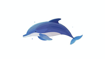 Adorable blue dolphin isolated on white background. S