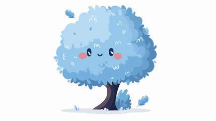 An illustration of Cute Blue Tree Vector Character flat