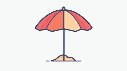 Beach umbrella linear icon on white background Flat