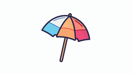 Beach umbrella linear icon on white background Flat