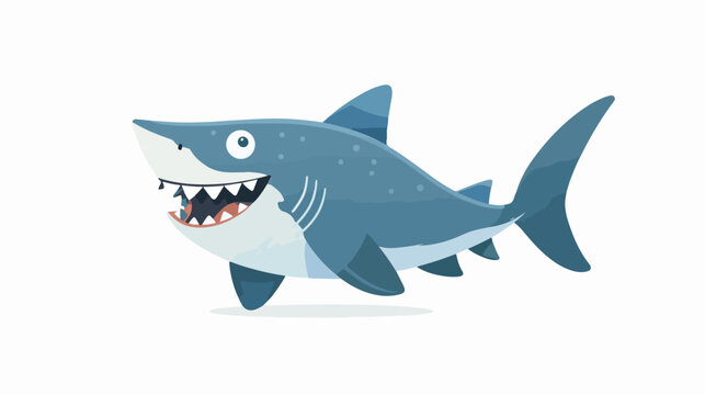 Cartoon shark waving flat vector isolated on white background