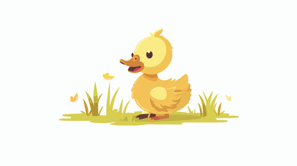 Newborn little duckling cartoon flat vector isolated