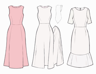 Plan vertical de la belle robe rose isolée sur fond blanc - obrazy, fototapety, plakaty
