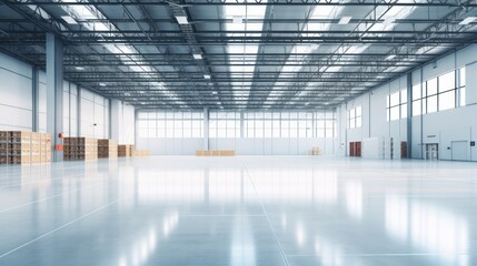Obraz premium Interior of an empty and clean modern warehouse