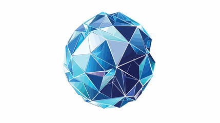 Blue truncated icosahedrons. Geometric soccer ball or