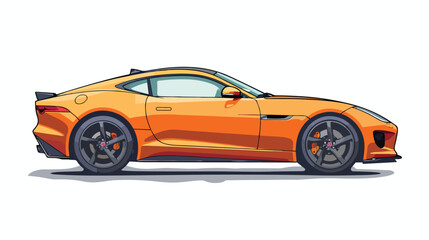 Fototapeta na wymiar Orange sports car design over white flat vector isolated