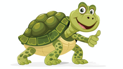 Cartoon turtle giving a thumb up flat vector isolated