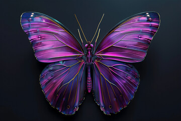 Dark Purple Butterfly isolated on black 