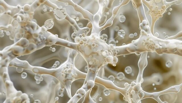 High magnification view of interwoven hyphae displaying intricate branching patterns showcasing the extensive surface area that allows . AI generation.