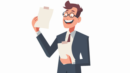 Business man With Smile Face holding document and rai - obrazy, fototapety, plakaty