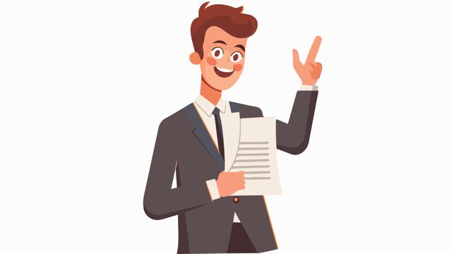 Business man With Smile Face holding document and rai