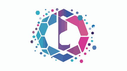 C hexagon and technology logo Flat vector isolated on