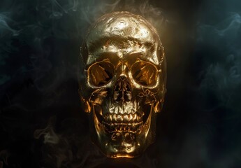 golden skull,dark tones