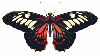 Parides aeneas bolivar butterfly flat vector isolated - obrazy, fototapety, plakaty