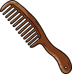 Vector Cartoon Wooden Barber Rake Comb