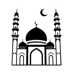 mosque  black Logo vector design illustration