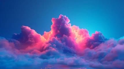Foto auf Alu-Dibond 3D render of a colorful cloud with glowing neon in the shape of a cone © MAY