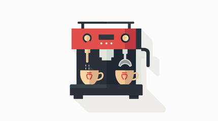 Coffee machine flat icon with long shadow flat vector